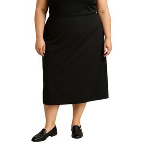 Laura Scott Black Midi Pencil Skirt With Back Zip & Elastic Waist Size 22W